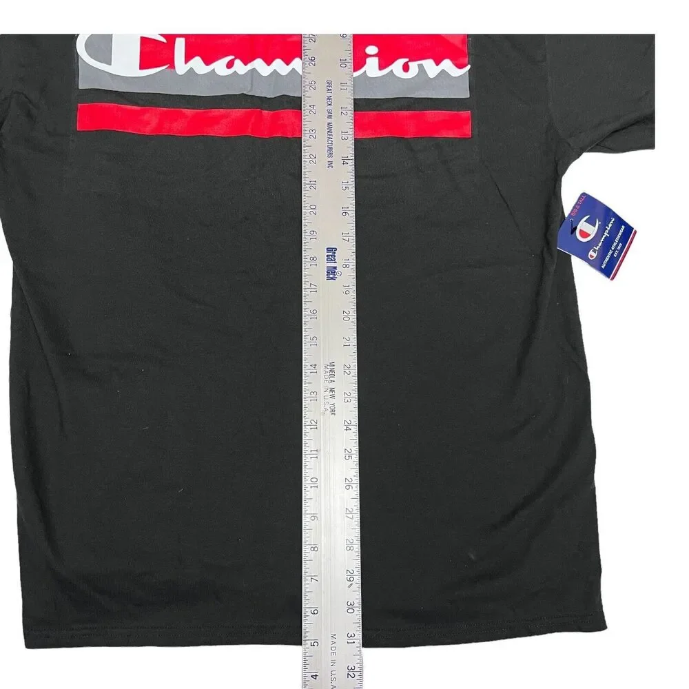 Champion T Shirt‎ Men’s 1XL Logo Authentic Script Streetwear Red White Tee - Picture 4 of 7